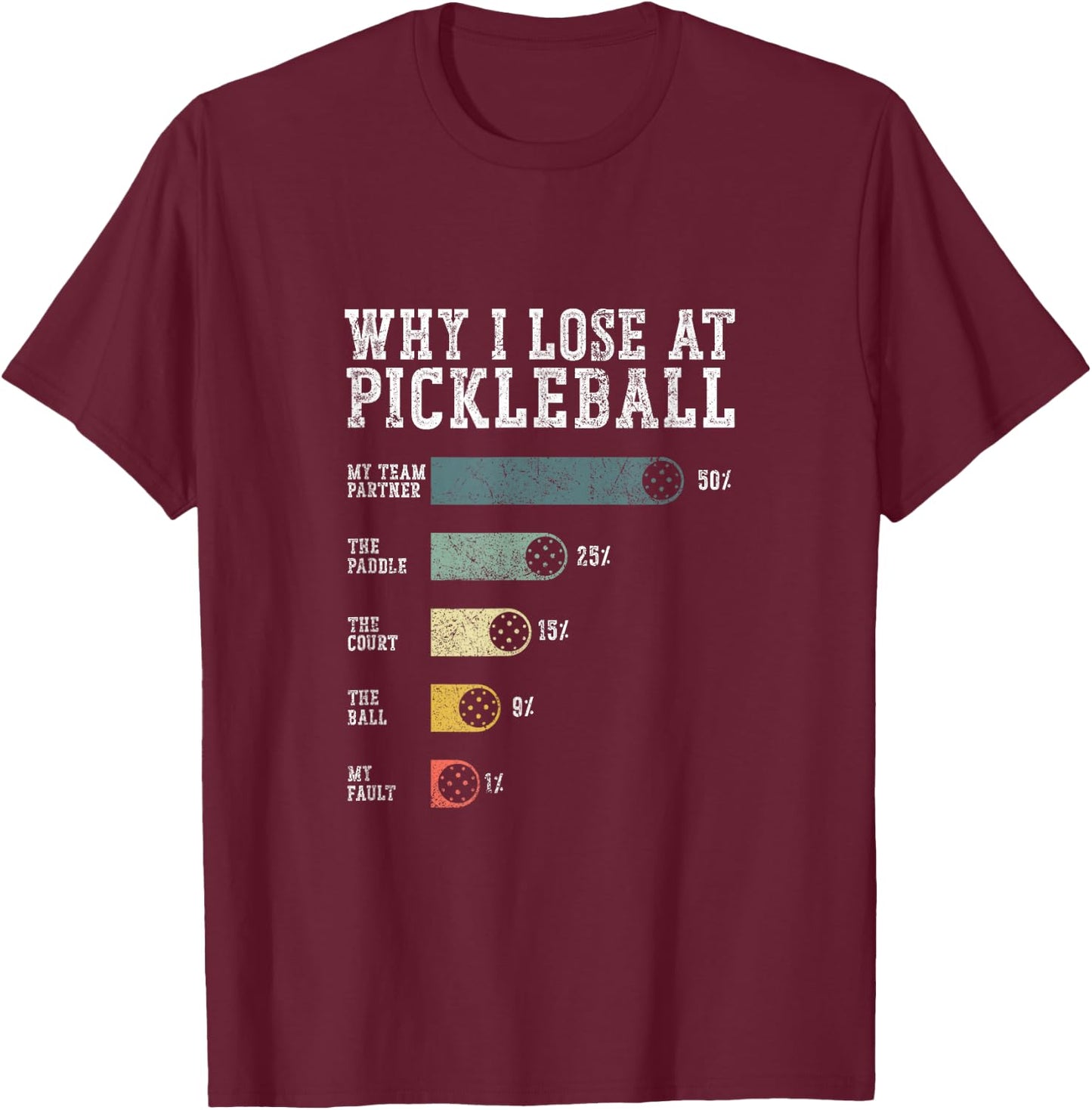 Why I Lose at Pickleball Humor Funny Pickleball Men Women T-Shirt - T-Shirt | Maroon