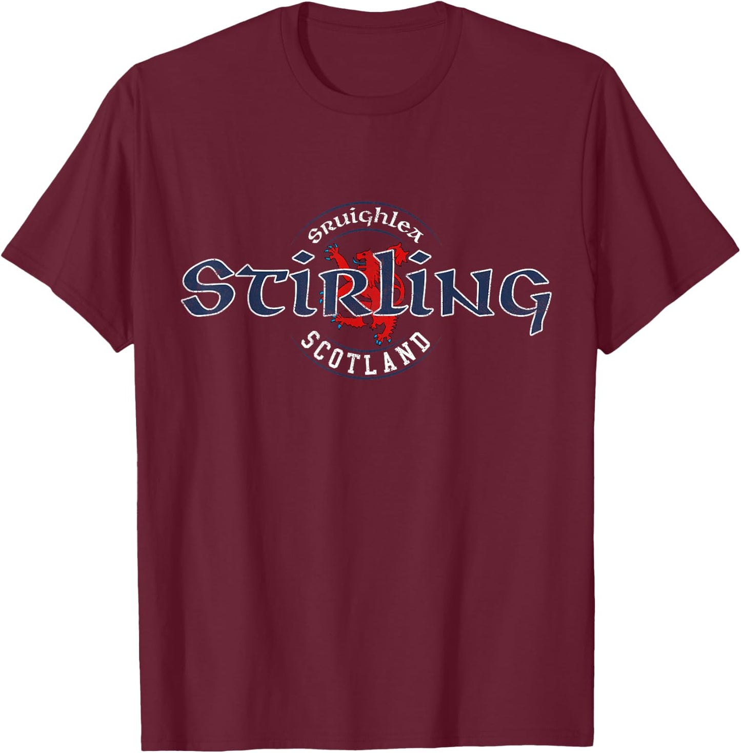 Stirling Scotland Scottish Lion Vintage T-Shirt - T-Shirt | Maroon