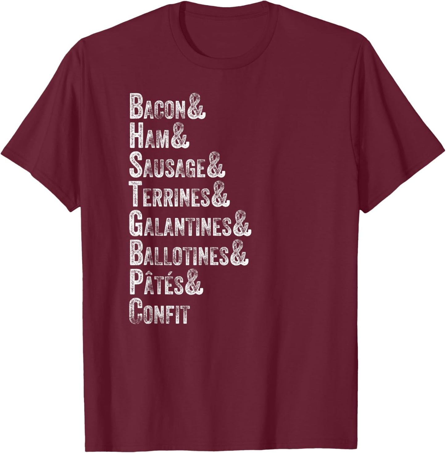 Charcuterie Board Restaurant Foodie Meat List Retro Vintage T-Shirt - T-Shirt | Maroon