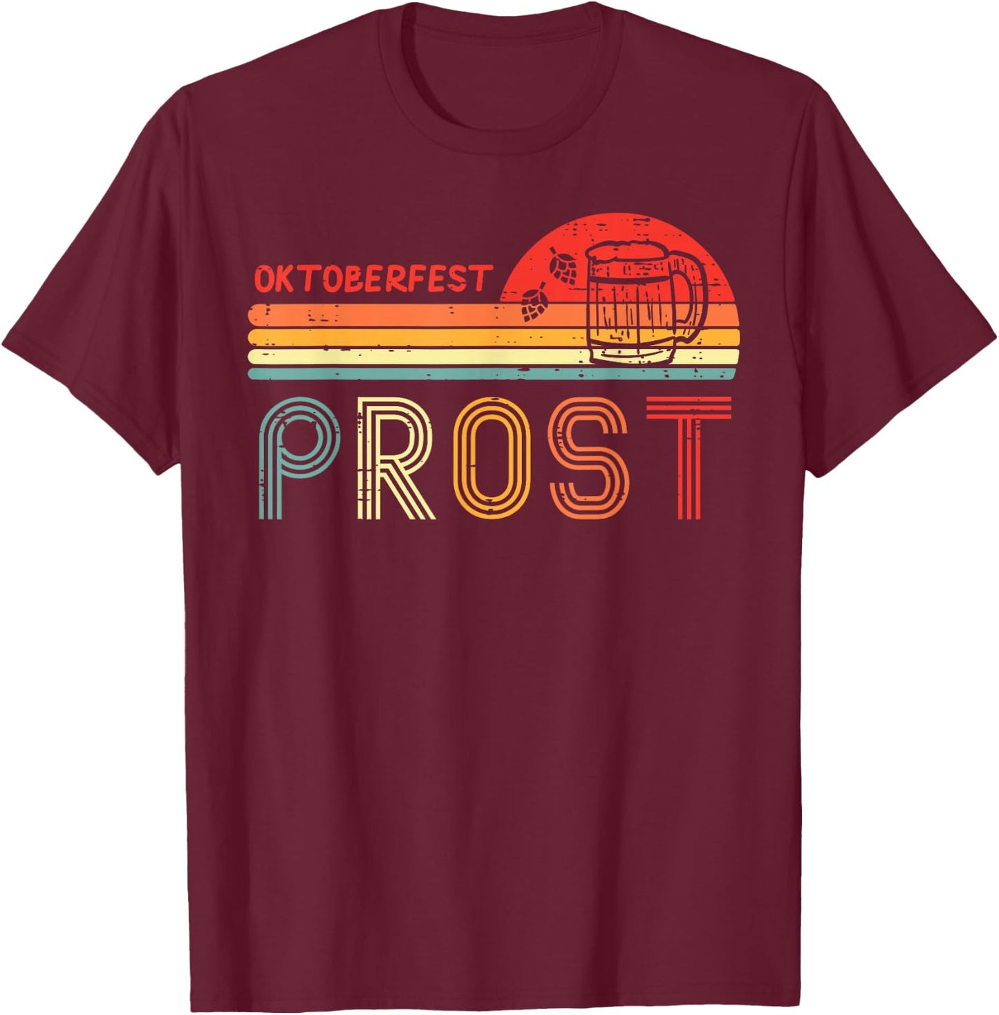 Oktoberfest Prost Retro German Bavaria Costume Men Women Kid T-Shirt - T-Shirt | Maroon