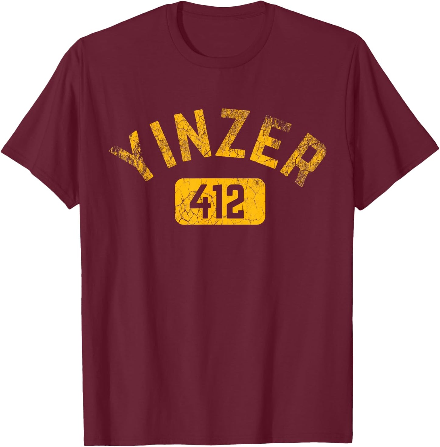 Pittsburgh Yinzer 412 Steel City Pennsylvania Funny Vintage T-Shirt - T-Shirt | Maroon