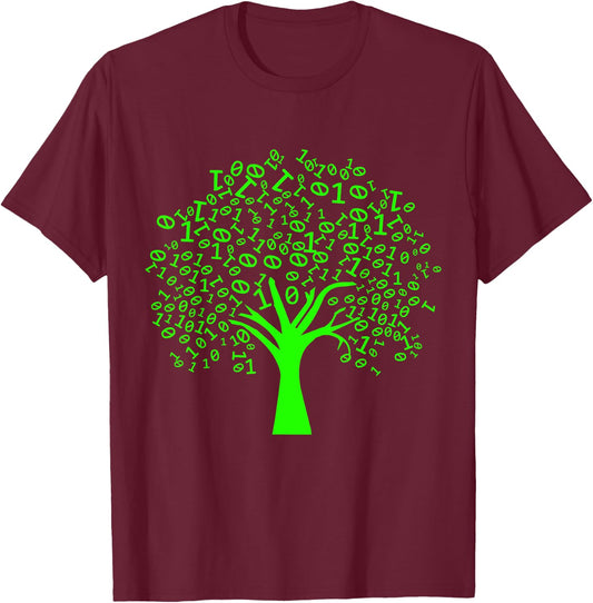 Funny Binary Tree Computer Science Coding Programmer T-Shirt - T-Shirt | Maroon