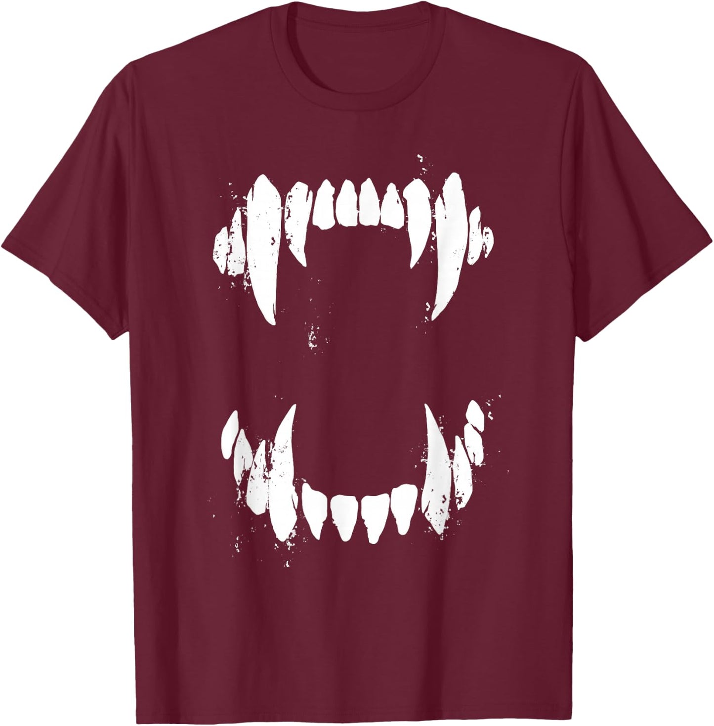 Halloween Horror Wolf Dog Vampire Monster Teeth Costume T-Shirt - T-Shirt | Maroon