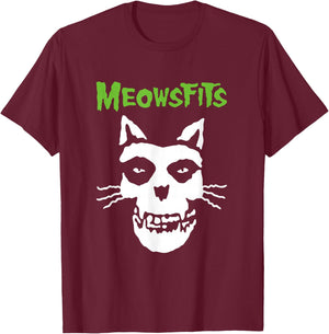 Meowsfits Cats Kittens Meow Funny Parody Band for Cat Lover T-Shirt - T-Shirt | Maroon