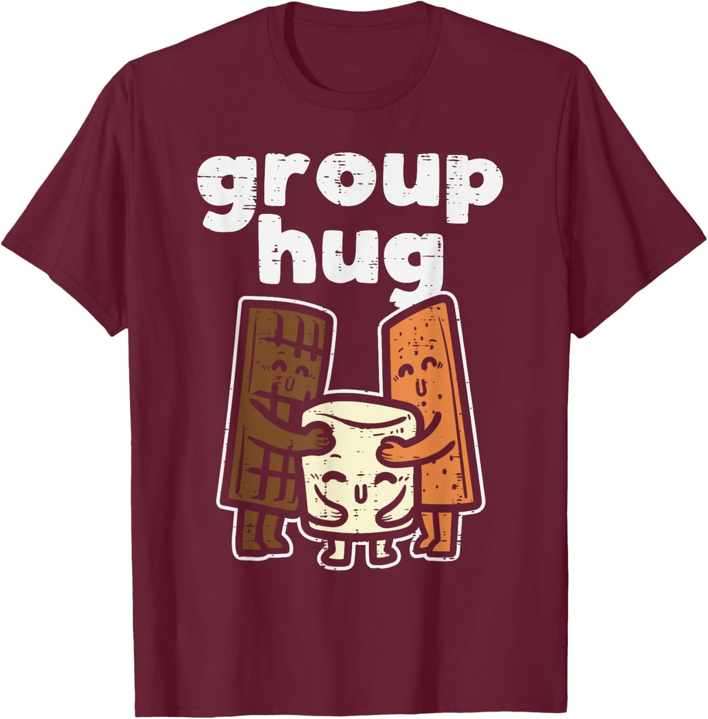 Group Hug Marshmallow Smore Funny Camping Pun Camper Family T-Shirt - T-Shirt | Maroon