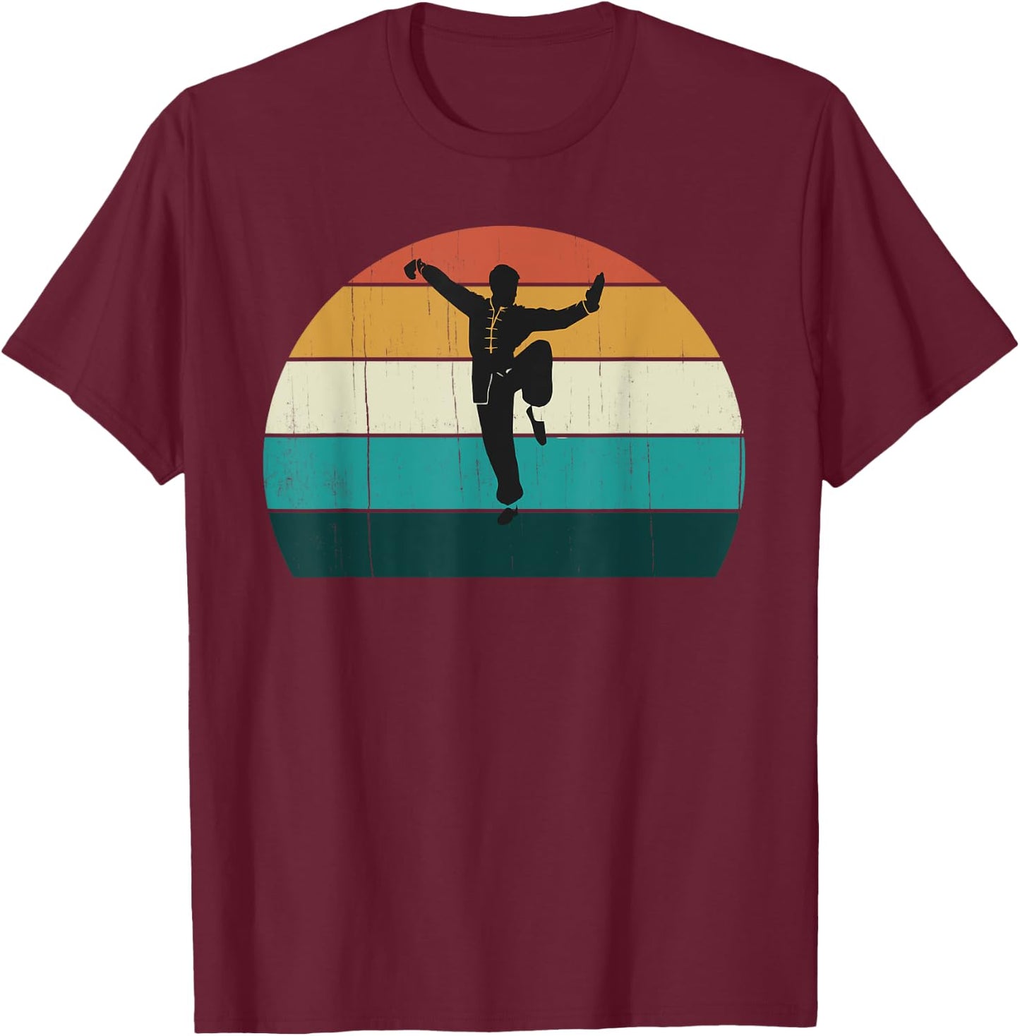 Retro Kung Fu / Kungfu - Vintage Sunset Chinese martial Arts T-Shirt - T-Shirt | Maroon