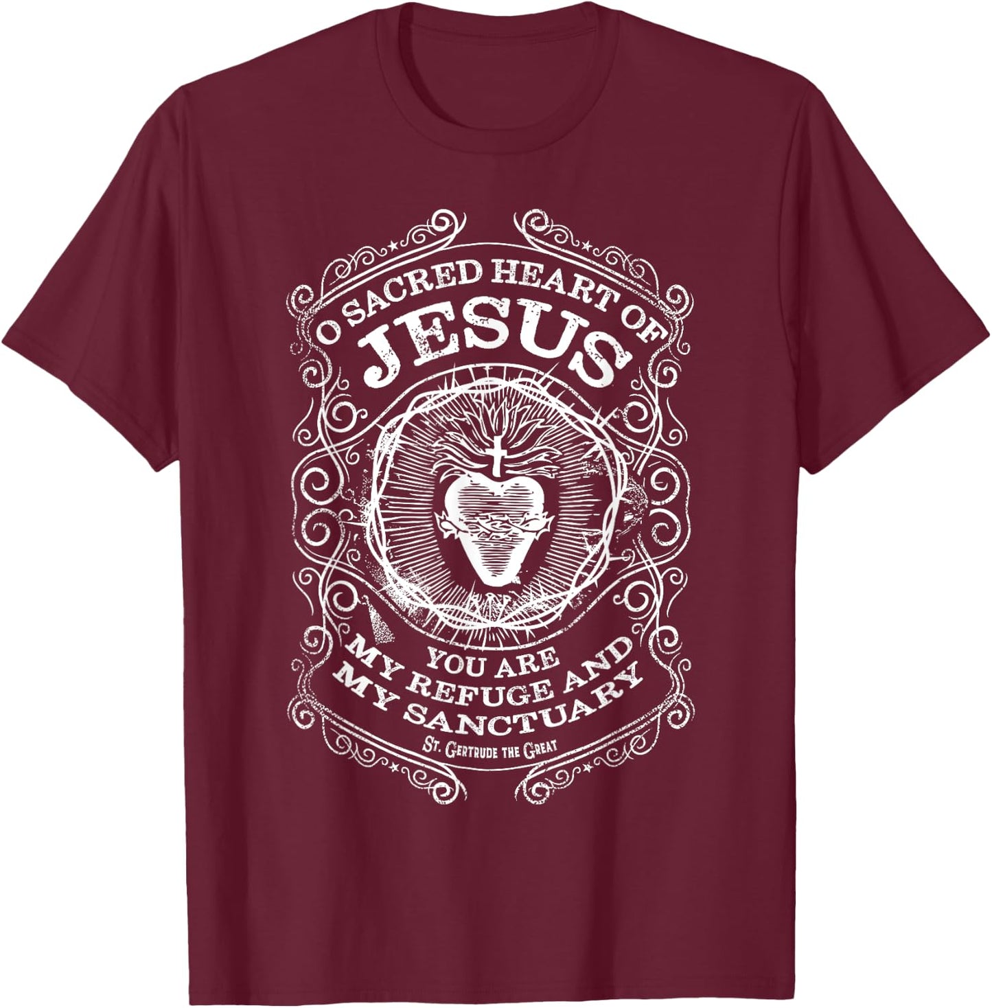 Sacred Heart of Jesus St Gertrude the Great Catholic Saint T-Shirt - T-Shirt | Maroon