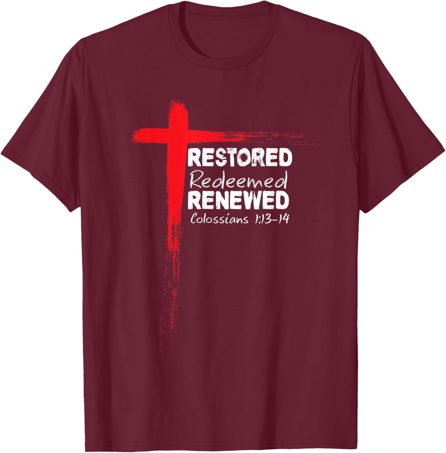 Christian Bible Verse Colossians 1:13-14 Cross T-Shirt - T-Shirt | Maroon