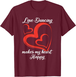 Line Dancing Rodeo Western Gift Line Dance T-Shirt - T-Shirt | Maroon
