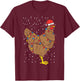 Chicken Santa Hat Christmas Lights Funny Xmas Animal PJ T-Shirt - T-Shirt | Maroon