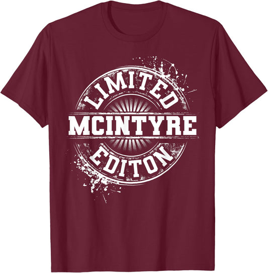 MCINTYRE Funny Surname Family Tree Birthday Reunion Gift T-Shirt - T-Shirt | Maroon