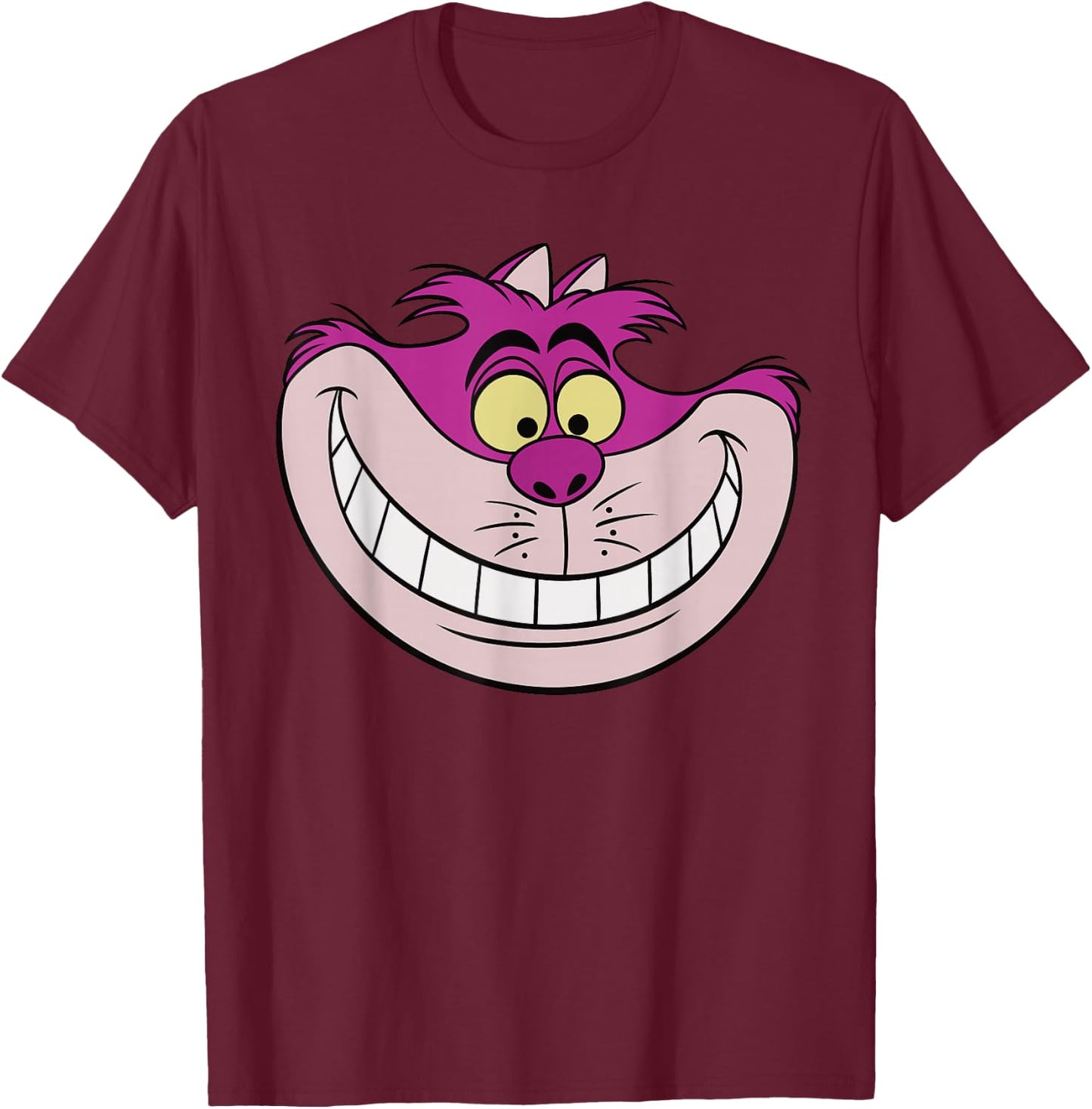 Disney Alice in Wonderland Cheshire Cat Grin Small T-Shirt - T-Shirt | Maroon