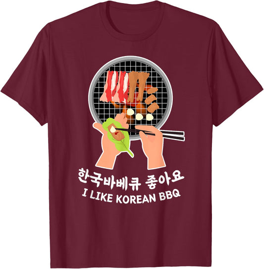 Love South Korea - Bulgogi Food & Hangul I LIKE KOREAN BBQ T-Shirt - T-Shirt | Maroon