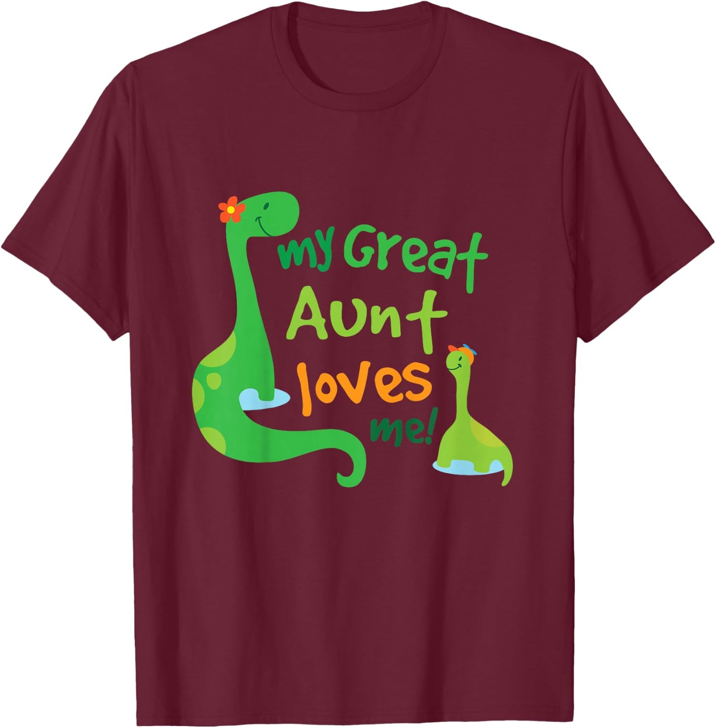 Kids My Great Aunt Loves Me Dinosaur Nephew T-Shirt - T-Shirt | Maroon