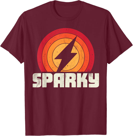 Sparky Electrician Funny Lineman Dad Retro Vintage Novelty T-Shirt - T-Shirt | Maroon