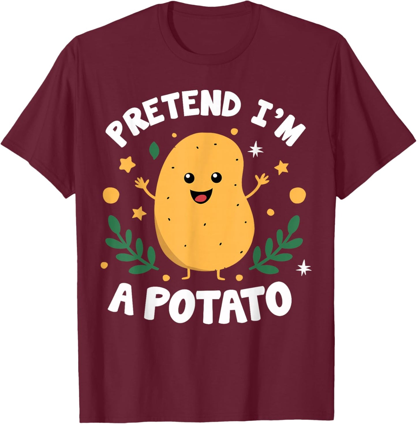 Pretend I'm A Potato Funny Lazy Halloween Matching Costume T-Shirt - T-Shirt | Maroon