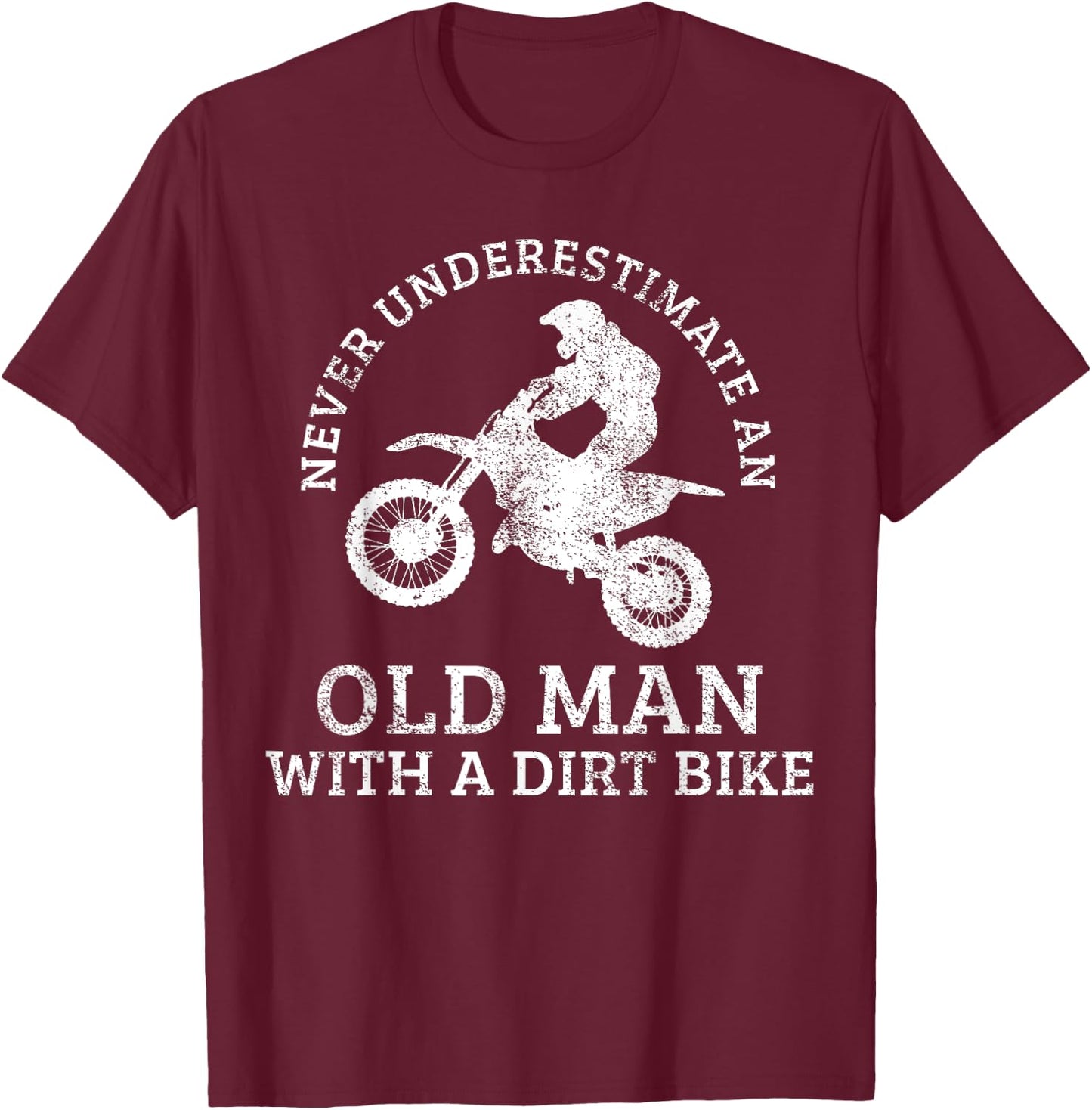 Motocross Dirt Bike Biking Grandpa Old Man Vintage T-Shirt - T-Shirt | Maroon