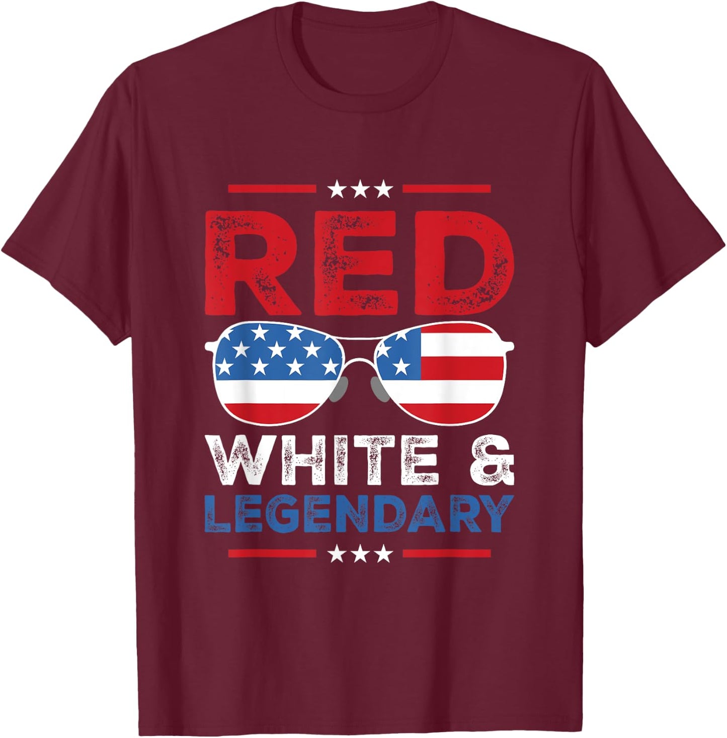 Red white legendary dad father son matching 4th July dad dad T-Shirt - T-Shirt | Maroon