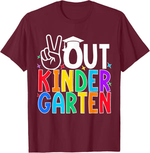 Peace Out Kindergarten Last Day of Kindergarten Kids T-Shirt - T-Shirt | Maroon