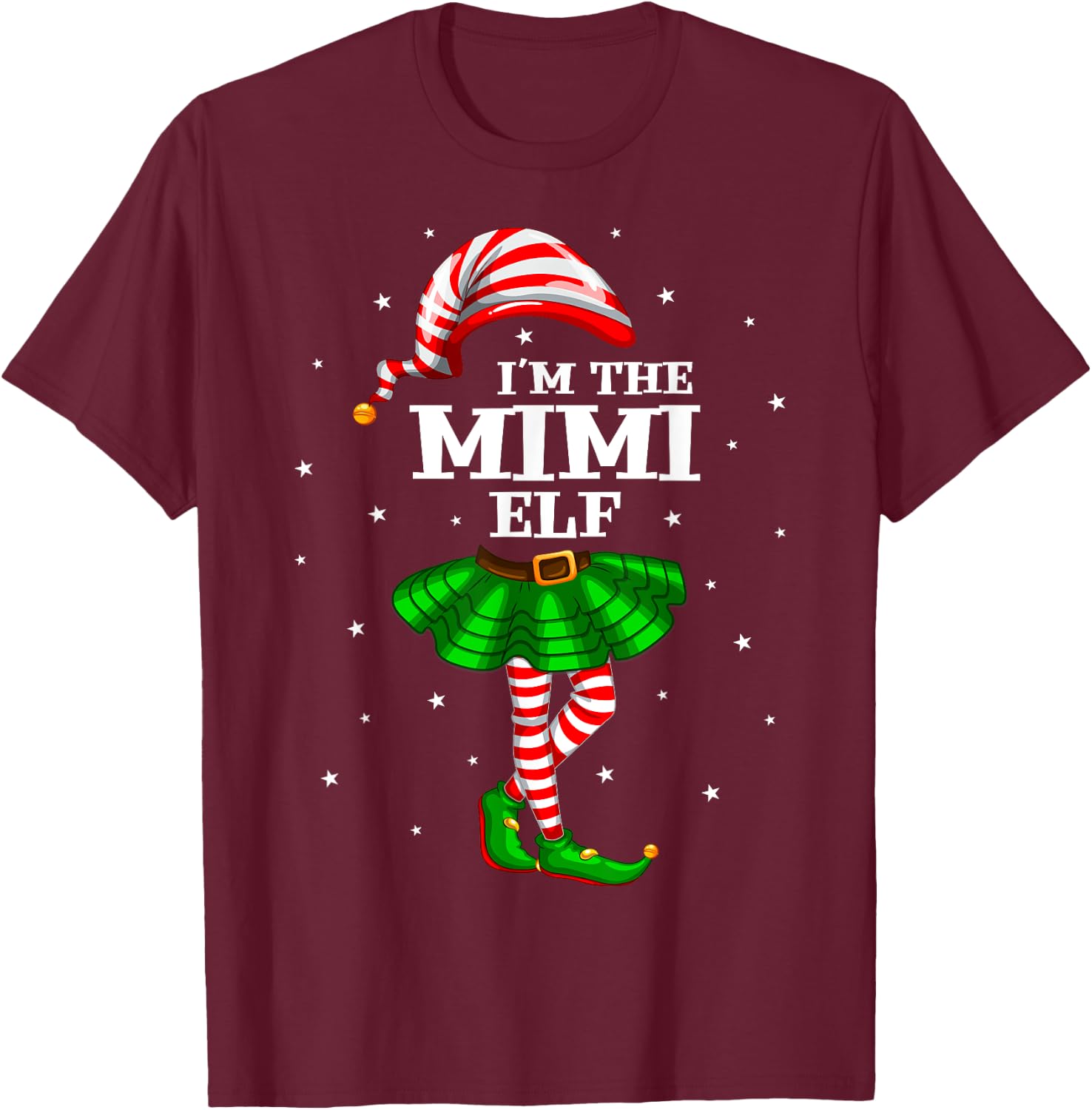 Matching Family Group I'm The Mimi Elf Christmas T-Shirt - T-Shirt | Maroon