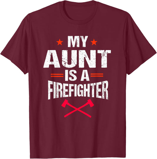 My Aunt Is A Firefighter Vintage Thin Red Line Niece Gift T-Shirt - T-Shirt | Maroon