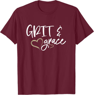 Grit and Grace Positive Quotes Christian Sayings Women's T-Shirt - T-Shirt | Maroon