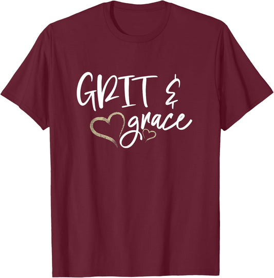 Grit and Grace Positive Quotes Christian Sayings Women's T-Shirt - T-Shirt | Maroon