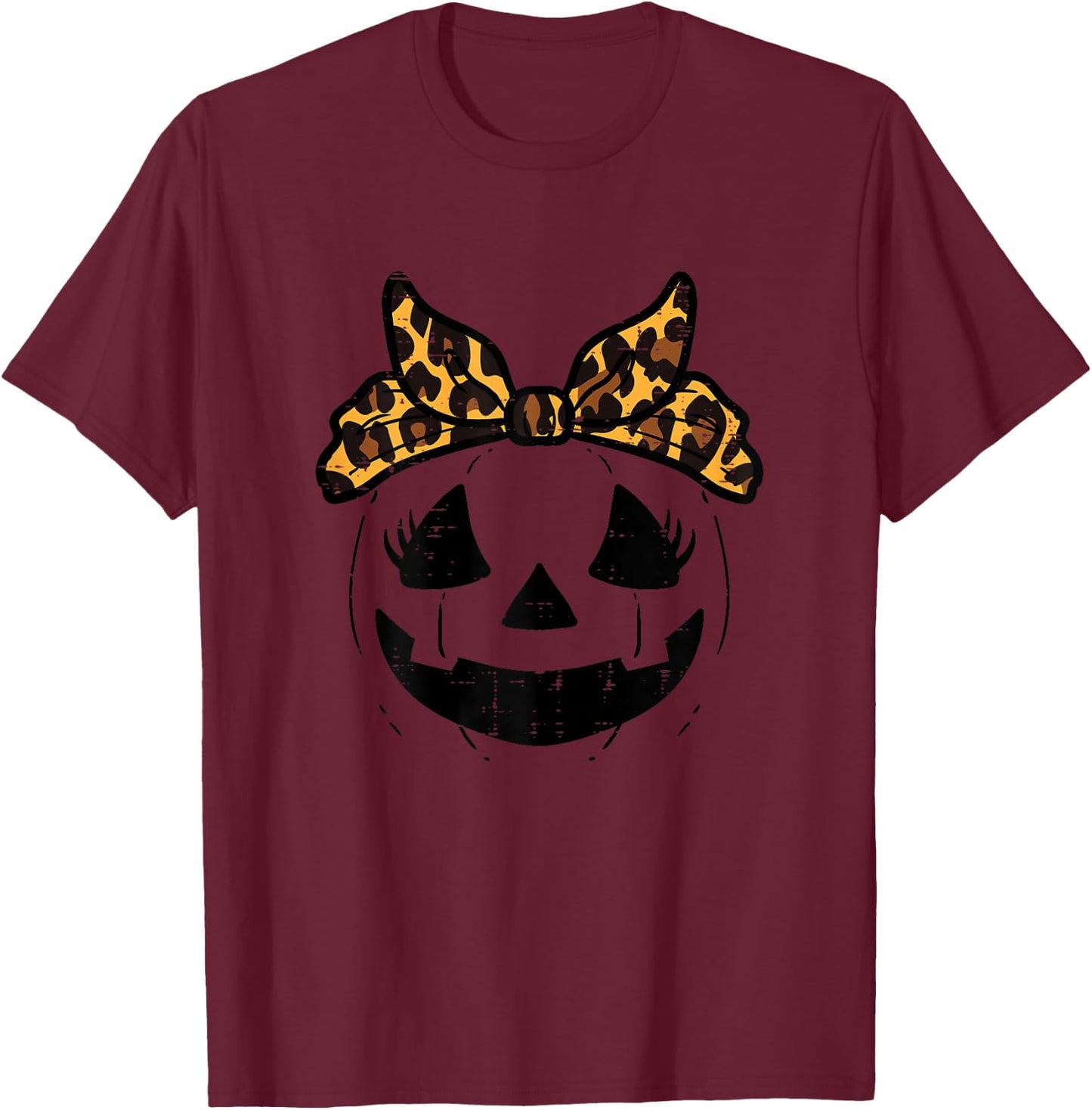 Halloween Pumpkin Face Cute Costume Girls Kids Toddler Youth T-Shirt - T-Shirt | Maroon