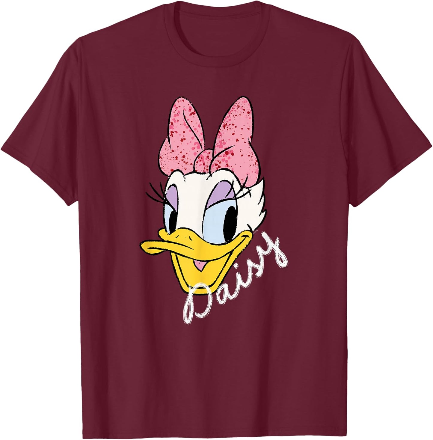 Disney Daisy Duck Sassy & Glamorous Speckled Bow and Name T-Shirt - T-Shirt | Maroon