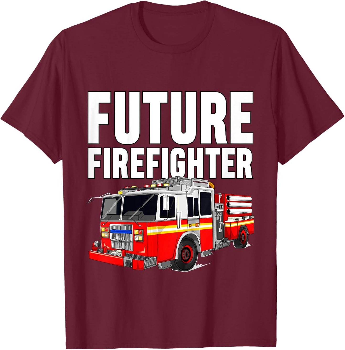 Kids Future Firefighter Fire Truck Theme Birthday Boy Toddler T-Shirt - T-Shirt | Maroon