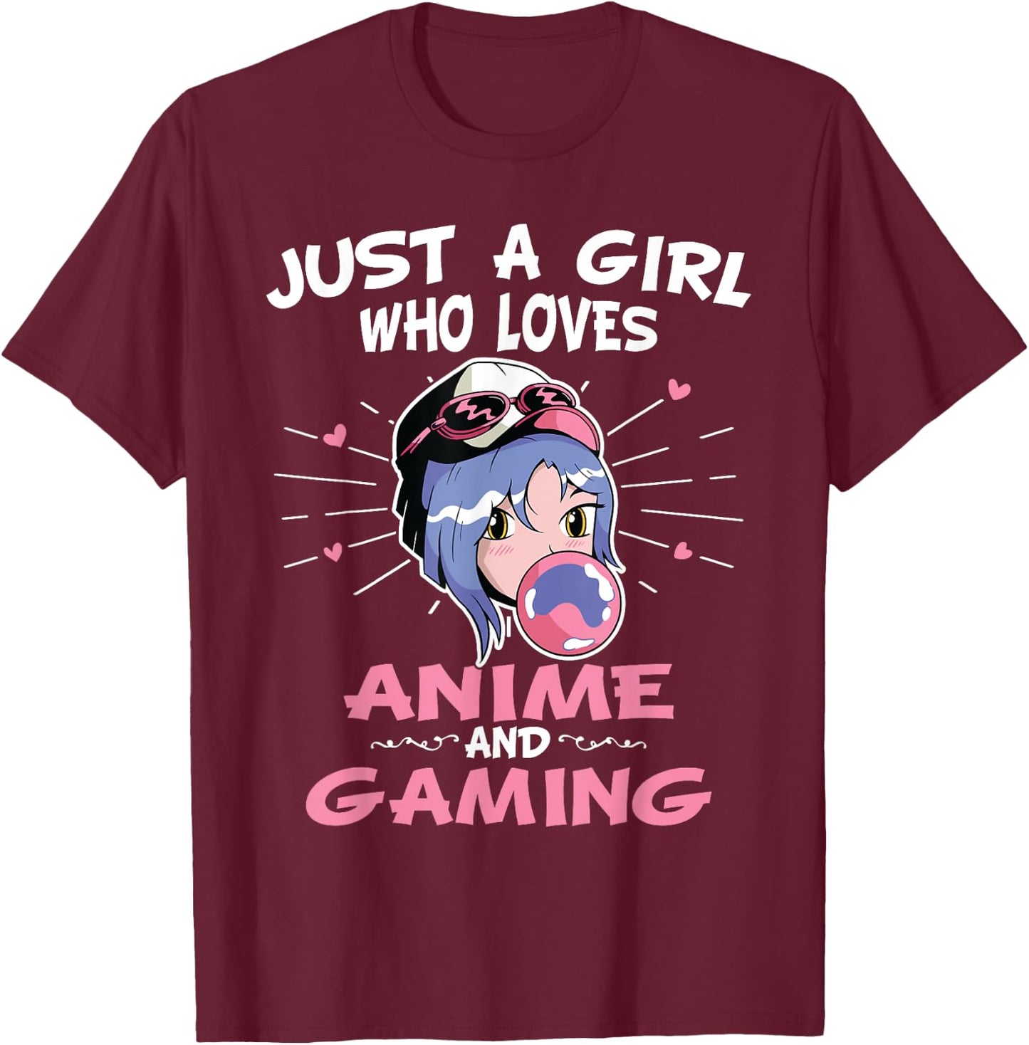 Just A Girl Who Loves Anime And Gaming Manga Animation T-Shirt - T-Shirt | Maroon