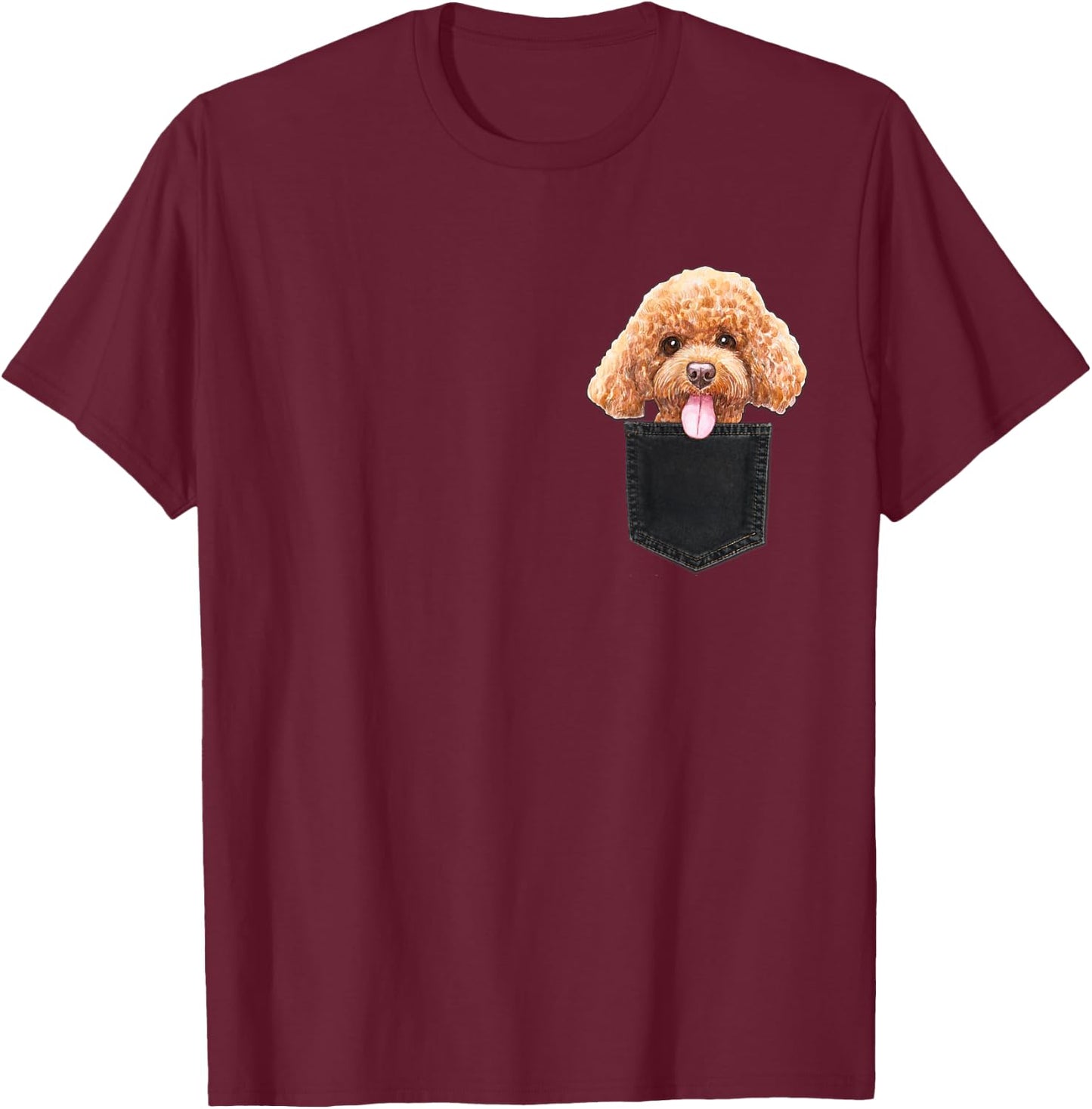 POODLE In A Pocket Cute Puppy Dog Owner Gift T-Shirt - T-Shirt | Maroon