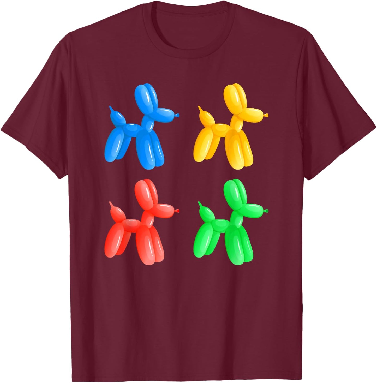 Balloon Animal Puppy Dogs – Fun Colorful Kids Party Graphic T-Shirt - T-Shirt | Maroon