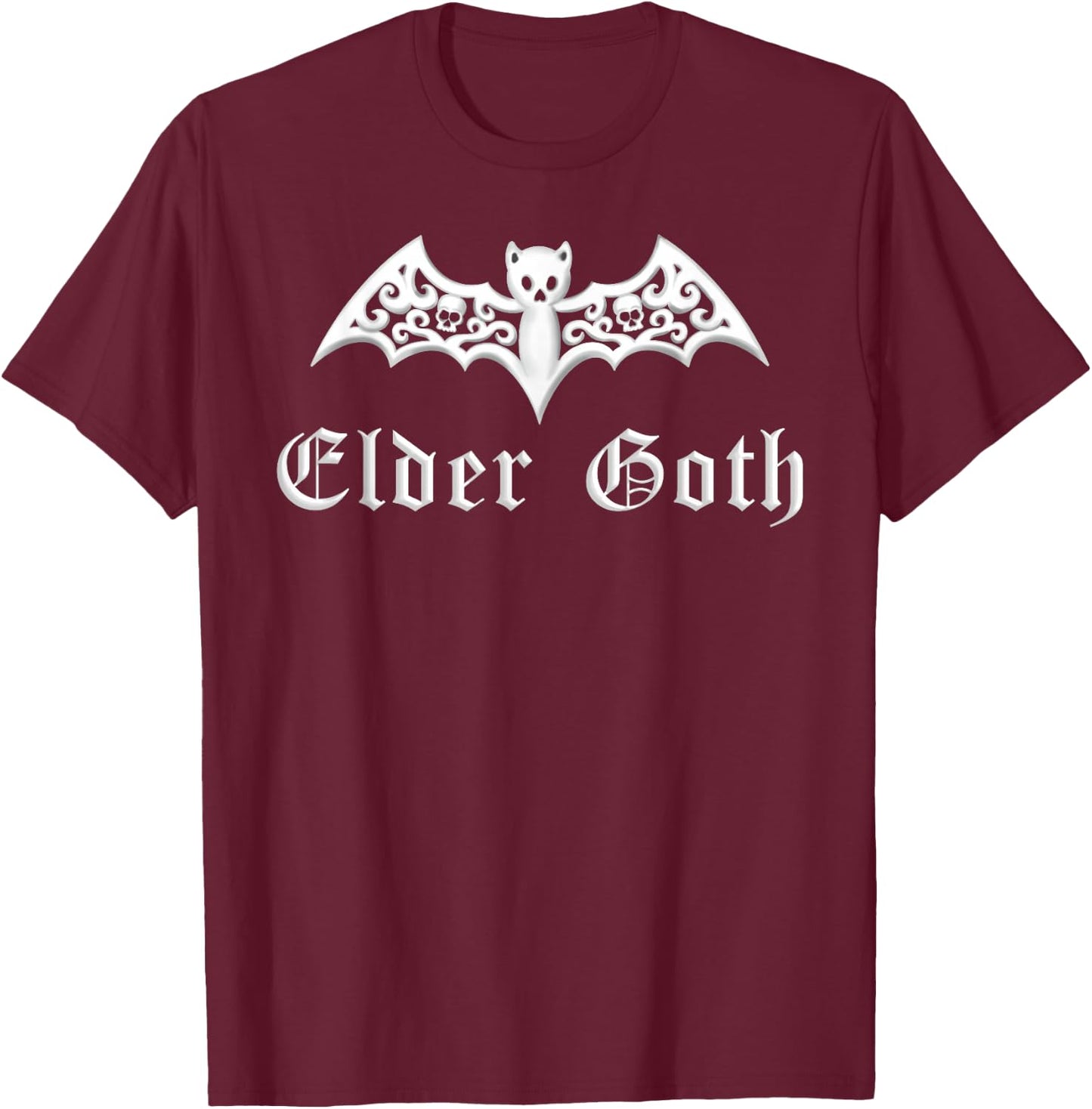 Elder Goth Gothic Lace Look Ornamental Design T-Shirt - T-Shirt | Maroon