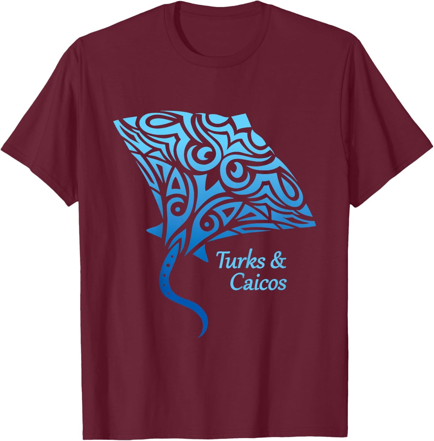 Turks and Caicos Islands Stingray Boys Girls 2024 Vacation T-Shirt - T-Shirt | Maroon