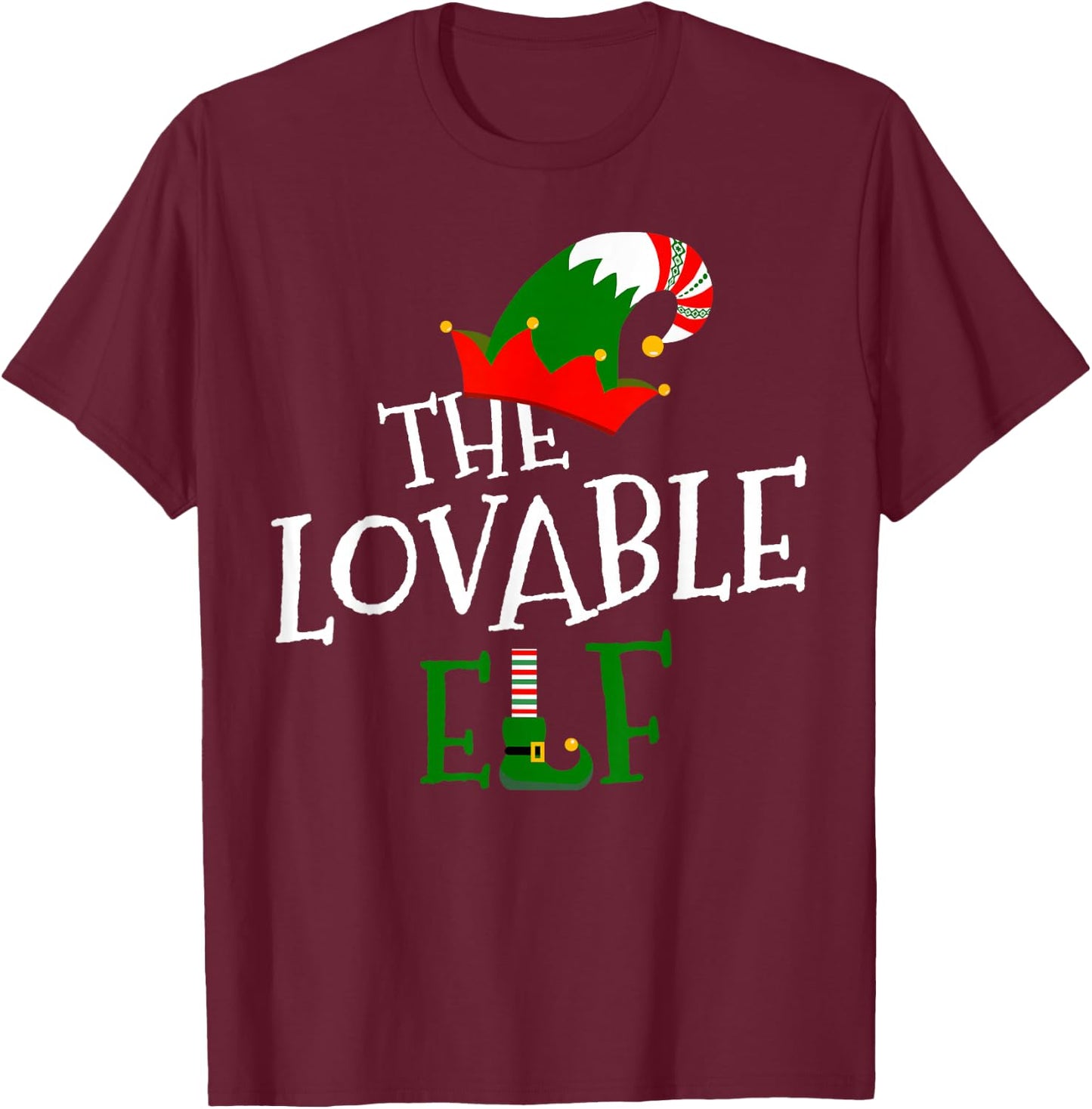 The Lovable Elf Family Matching Group Gift Christmas Costume T-Shirt - T-Shirt | Maroon