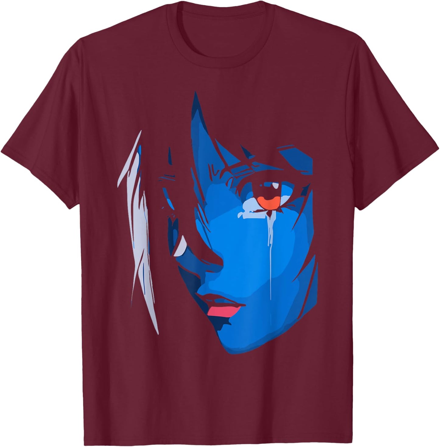 Sad Anime Girl Gamer Indie Aesthetic Japanese Vaporwave T-Shirt - T-Shirt | Maroon