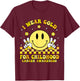 Groovy Retro Smile Face I Wear Gold For Childhood Cancer T-Shirt - T-Shirt | Maroon