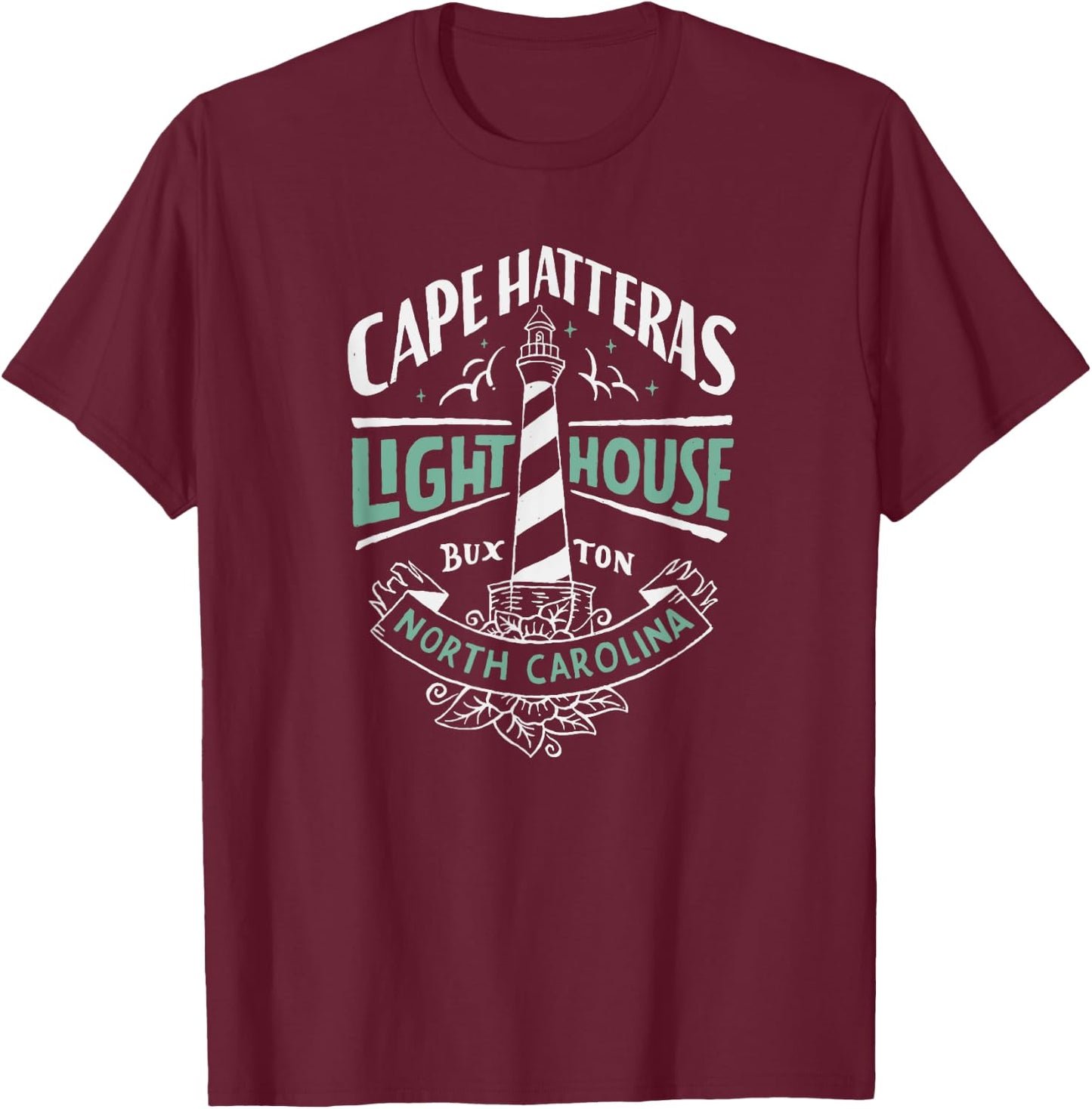 Cape Hatteras Lighthouse Outer Banks NC OBX North Carolina T-Shirt - T-Shirt | Maroon