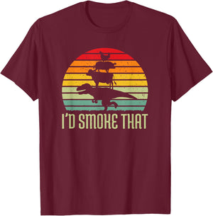 Barbecue Dinosaur BBQ Meat Grilling Smoker & T-Shirt - T-Shirt | Maroon