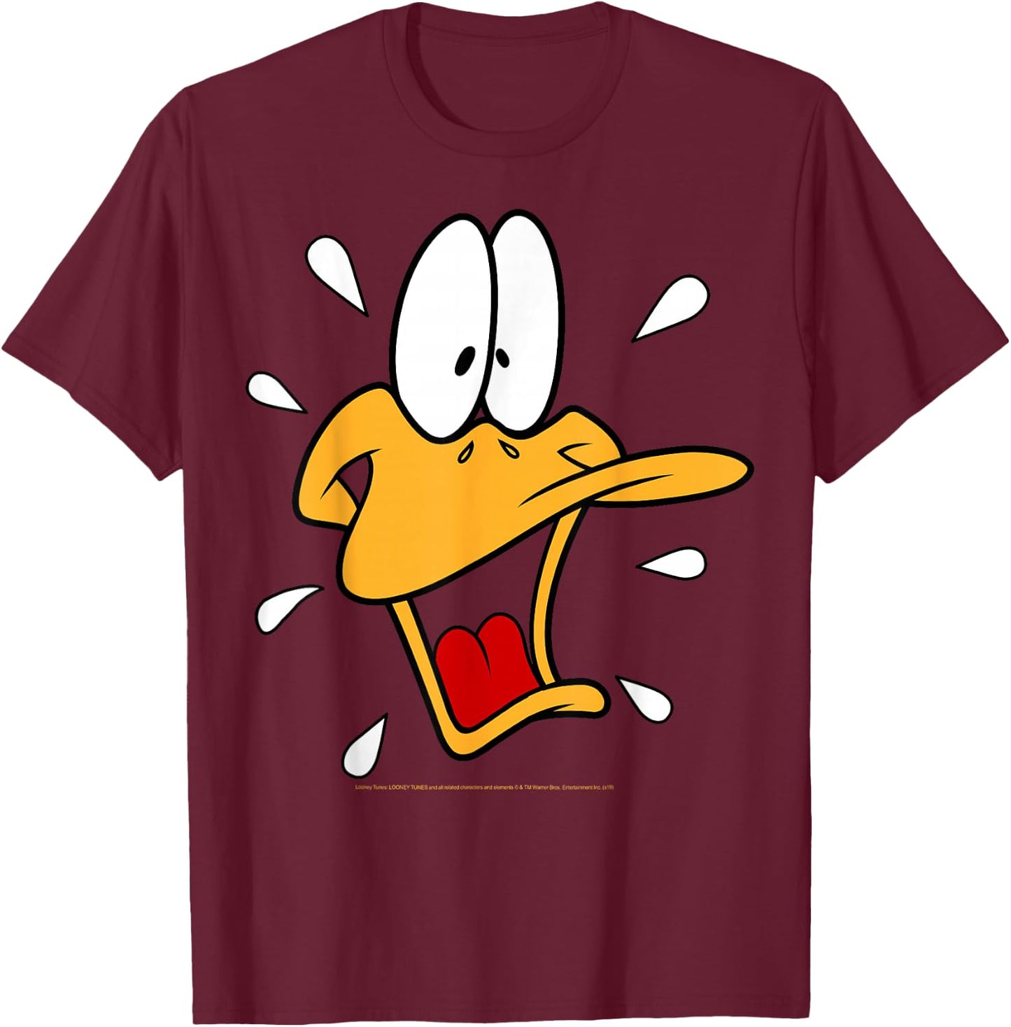 Looney Tunes Daffy Duck Surprised Big Face T-Shirt - T-Shirt | Maroon