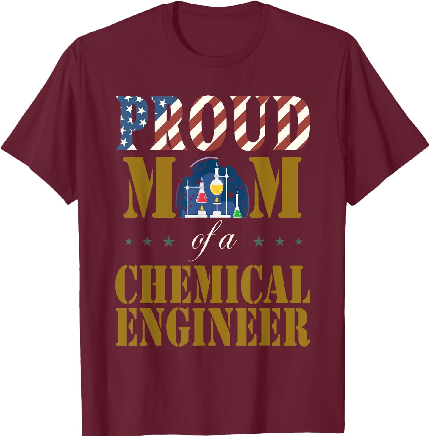 Vintage Flag American Proud Mom of a Chemical Engineer lover T-Shirt - T-Shirt | Maroon