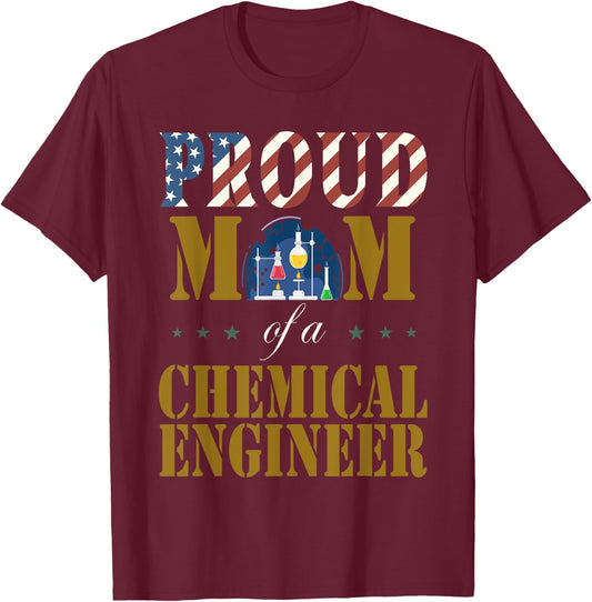 Vintage Flag American Proud Mom of a Chemical Engineer lover T-Shirt - T-Shirt | Maroon