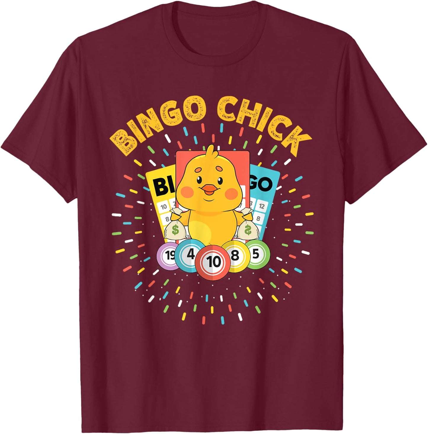 Bingo Chick Bingo Card Baby Chicken Design T-Shirt - T-Shirt | Maroon