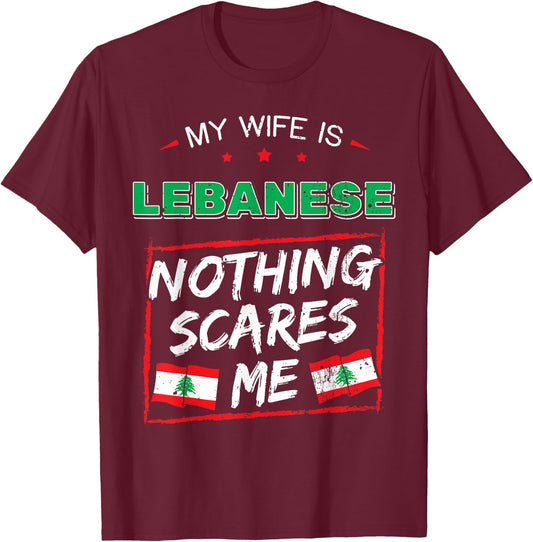 My Wife Is Lebanese Republic Lebanon Heritage Roots Flag T-Shirt - T-Shirt | Maroon
