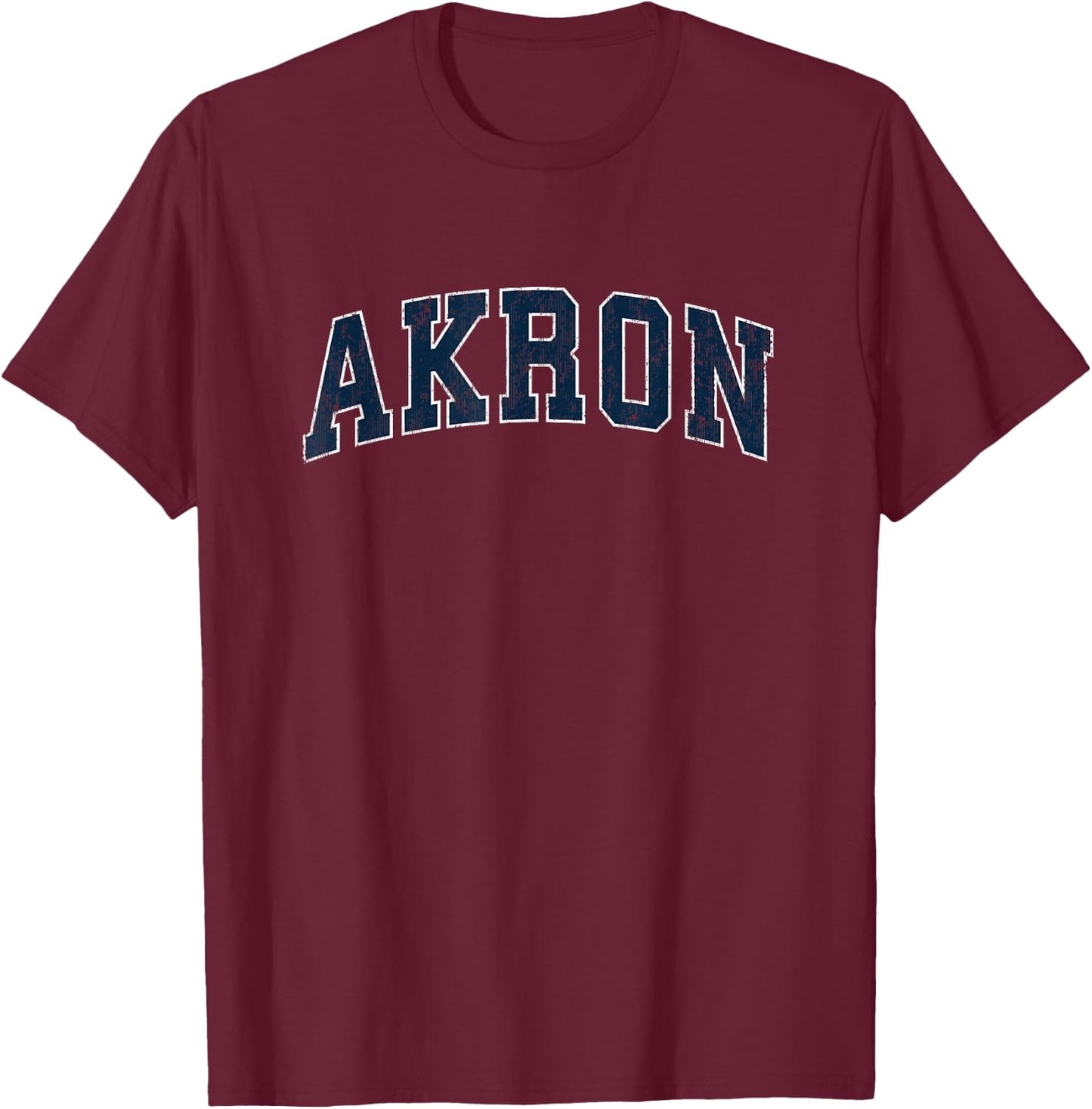 Akron Ohio OH Vintage Sports Design Navy Design T-Shirt - T-Shirt | Maroon
