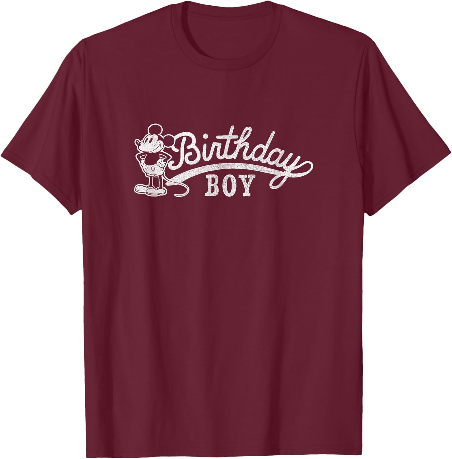 Disney Mickey and Friends Birthday Boy Classic Vintage Logo T-Shirt - T-Shirt | Maroon