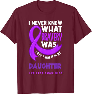 Daughter Mom Dad Epilepsy Support Epilepsy Awareness T-Shirt - T-Shirt | Maroon