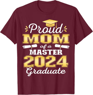 Proud Mom of 2024 Class Master Graduate Family Graduation T-Shirt - T-Shirt | Maroon