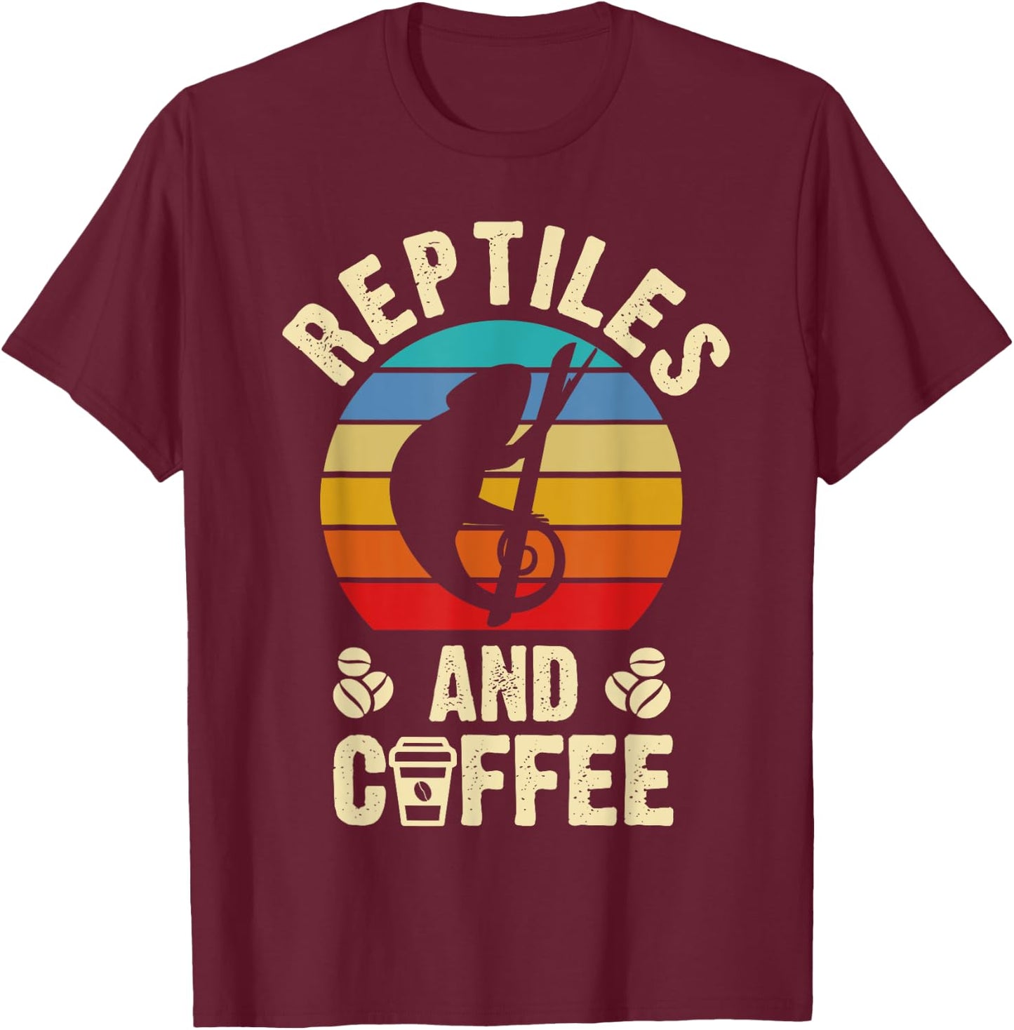 I like Reptiles & Coffee Funny vintage Pet theme lover gift T-Shirt - T-Shirt | Maroon